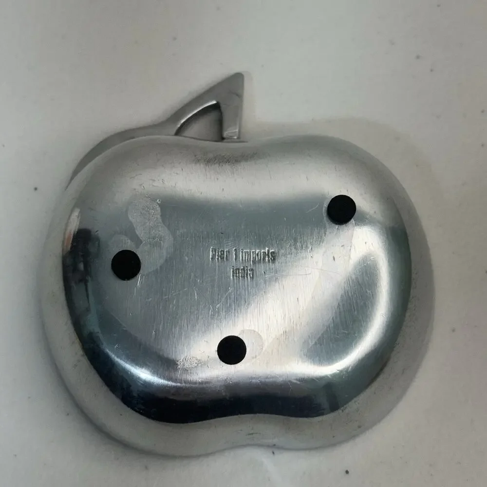 Pier 1 Imports Polished Aluminum Apple Fruit Bowl Metal Candy Trinket Dish